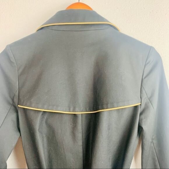 Marciano Luxury Gold Piped Black Trench Dress Coat - Picture 9 of 15